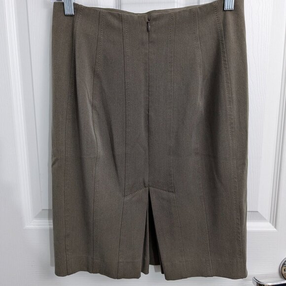 Express Women's Pencil Skirt, Size 2, Brown, Zipper Back, Lined, Layered Vent - Picture 5 of 10